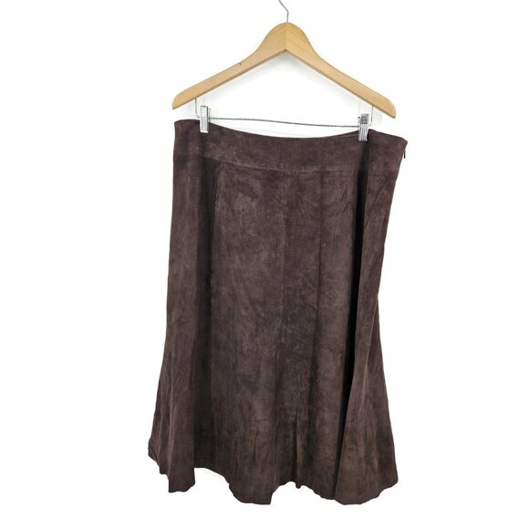 New Eileen Fisher Suede Midi Skirt Womens XL Chocolate Brown Gored - Picture 1 of 5